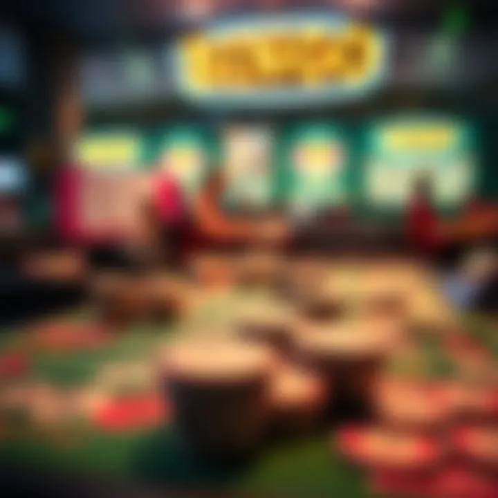 A visually compelling bingo game setup with vibrant cards and markers