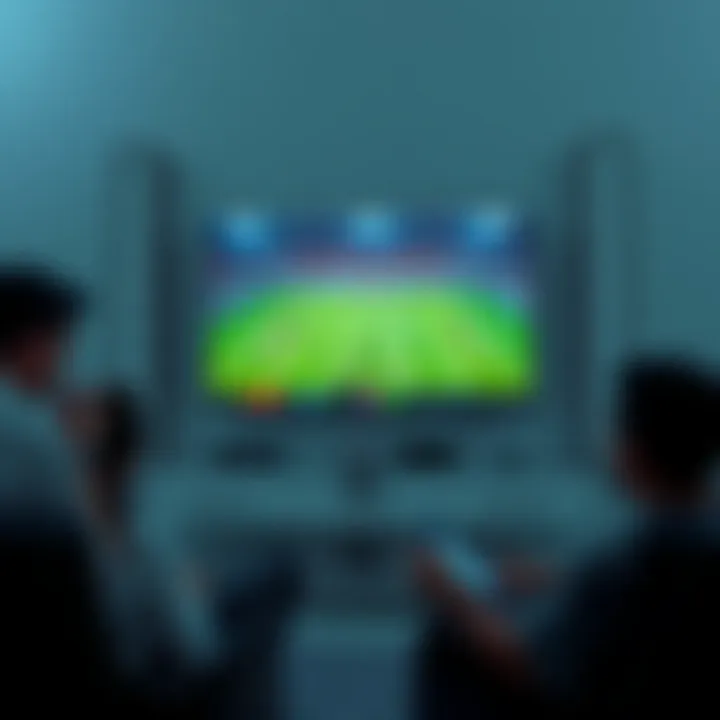 Optimal Viewing Setup for Champions League A sleek TV setup displaying a live Champions League game.