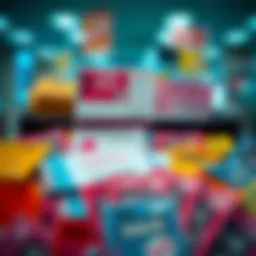 Colorful lottery tickets displayed creatively