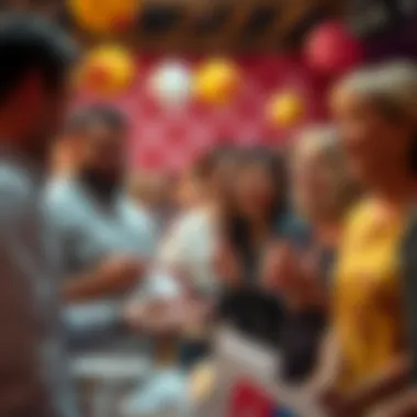 A community gathering celebrating lottery winners