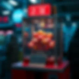 A sophisticated lottery drawing machine with vibrant balls inside