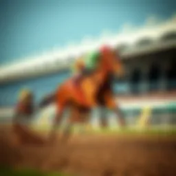 Thoroughbred racehorse sprinting on the track