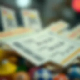 A visual representation of lottery tickets and betting slips