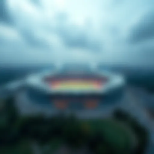 Aerial Perspective of Sangam World Cup Stadium Aerial view of Sangam World Cup Stadium