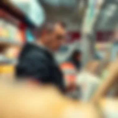 A shopper contemplating lottery tickets at a vendor