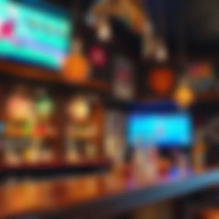 Decor of a sports bar showcasing memorabilia