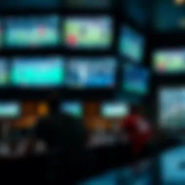 Various screens showing different sports events in a bar