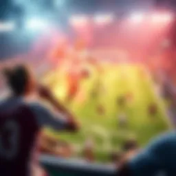 Dynamic scene of a sports live broadcast